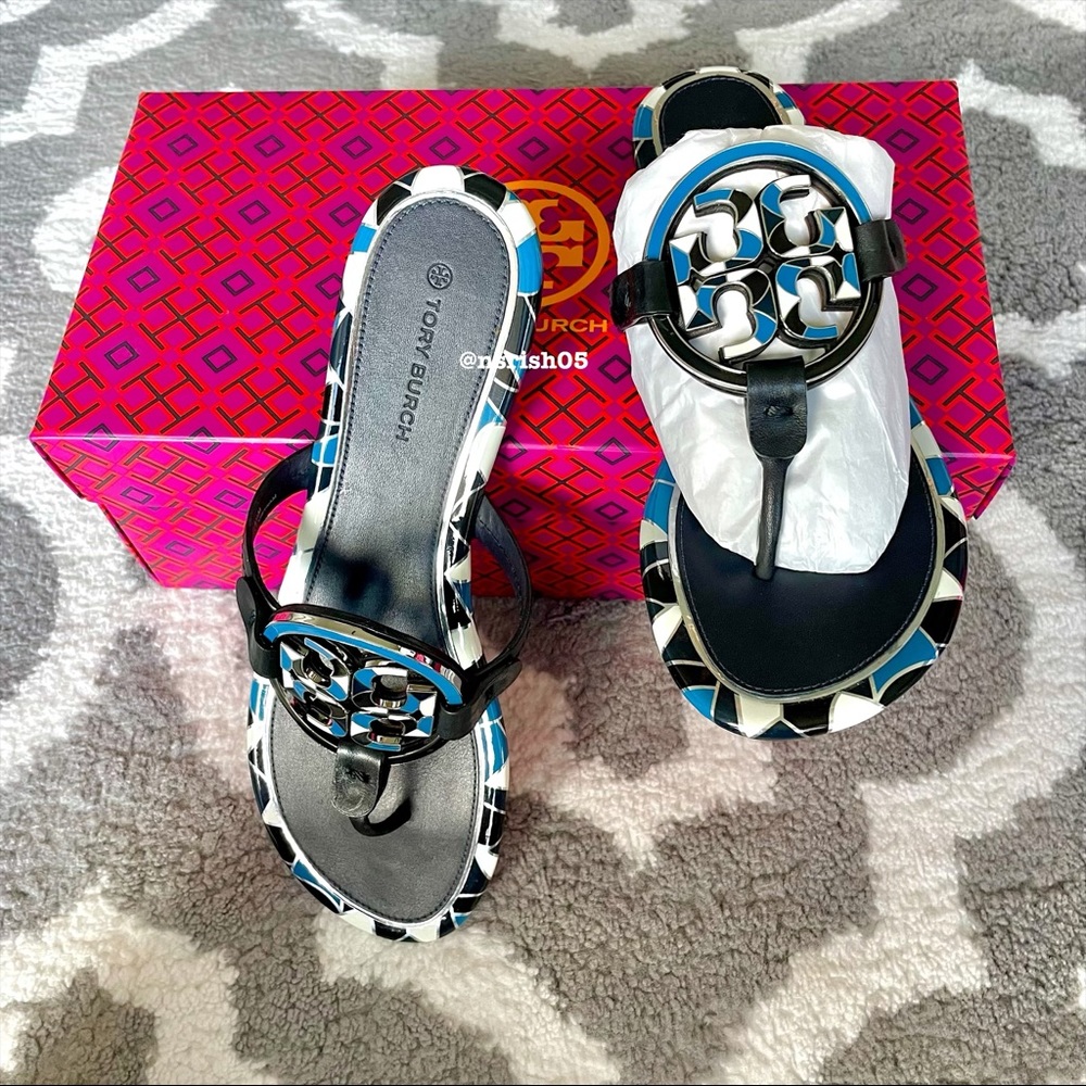 ☀️NEW☀️TORY BURCH Miller Sandals Enamel Black 8.5 - Picture 10 of 12